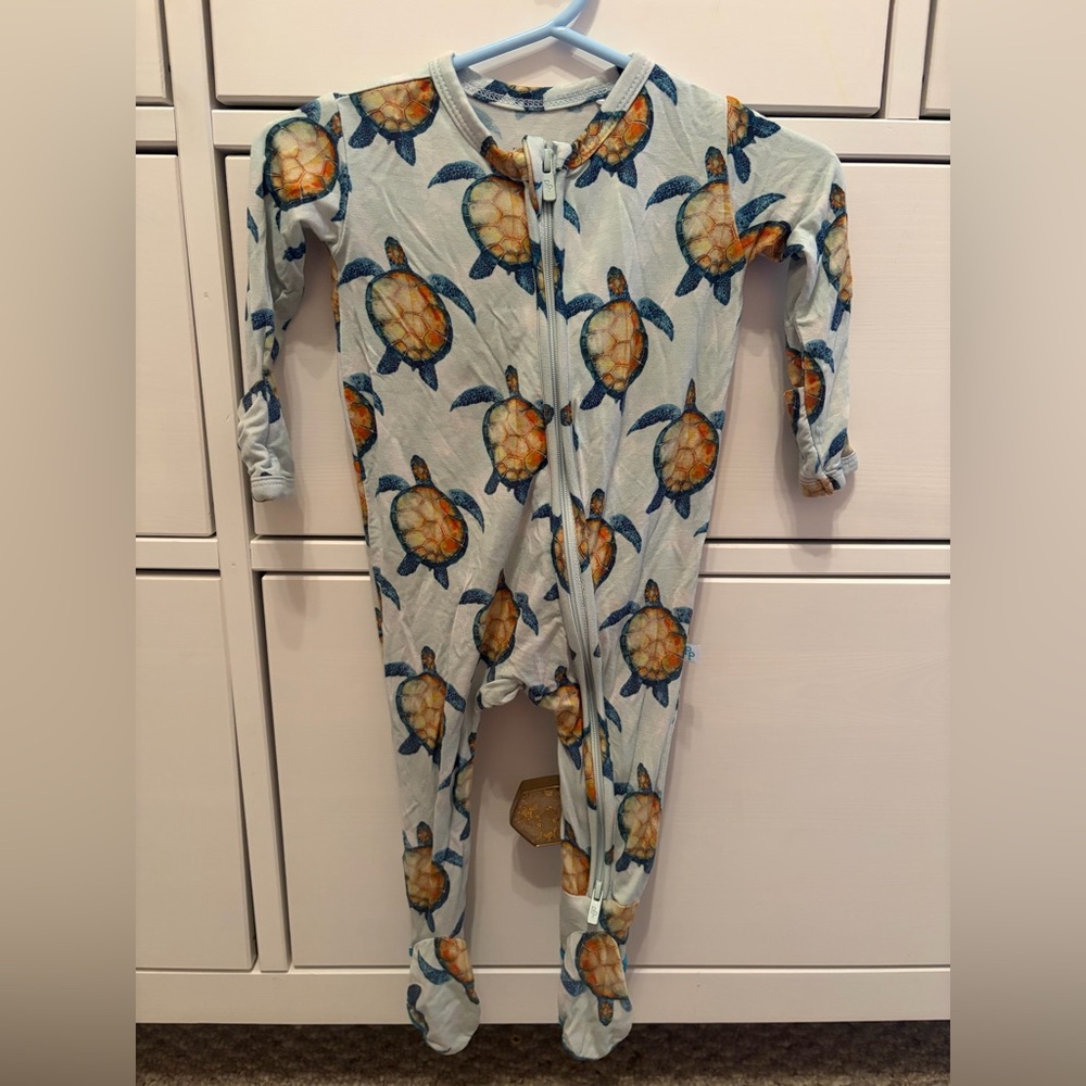 Posh Peanut Bamboo Cruz Zippered Footie Turtles Size 0-3 Months